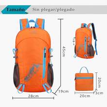 Mochila Ligera y Compacta para Viaje, Mochila plegable,Mochila Impermeable, Ligera para Senderismo Montañismo Escalada, Viaje, Ciclismo,Campismo Deportes al Aire Libre(plegable) - Naranja - Ver 11