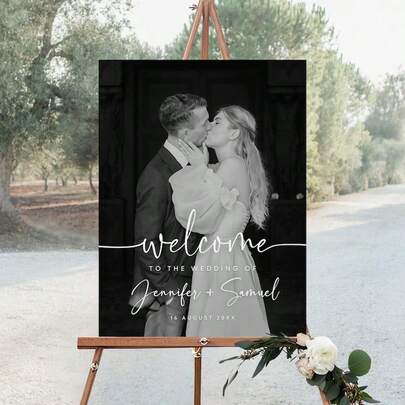 Elegant Wedding Photo Welcome Sign Template, Welcome Board, Wedding Photo Collage, Modern Welcome Sign, Printable Wedding Reception Poster ,Forever Love