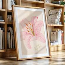1 pieza Lienzo colgante, Pintura de lienzo de arte de lirio rosa: "Tu belleza florecerá para siempre" Arte de pared en lienzo, Arte de chica funky, Arte de cita inspiradora, Decoración del hogar. - Multicolor - Ver 6