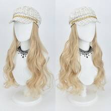 Hat Wig Women's Long Curly Hair White Small Fragrance Style Big Wave Baseball Cap All-In-One Fashionable Simulation Hair Wig Hat - Multicolor - View 4