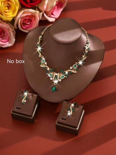 Set de colier și cercei la modă pentru femei, Bijuterii de mireasă, Accesorii pentru rochii de mireasă, Bijuterii de nuntă, Colier pentru petrecere/banchet