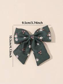2pcs Flower Pattern Hair Bows For Girls Green Bow Hairpins With Tail Cute Floral Print Bow Barrettes Casual Daily Holiday Birthday Party Headpiece Kids Baby Toddlers Hair Accessories