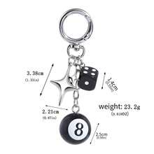 1pc Unisex Handmade Dice Keychain Personalized Subculture Chic Y2K Fashion Accessory Billiard 8 Ball Pendant Mother's Day Gift Cross Goth - White - View 8