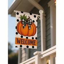 1pc Thanksgiving Plaid Pumpkin Sunflower Maple Leaf Floral Welcome Garden Flag - Holiday Double-Sided Waterproof Burlap, 11.8x17.7 Inches - Outdoor Autumn Decor, Outdoor Decoration (Flagpole Not Included)