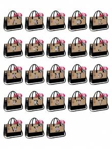 2pcs/Set Women's Beach Tote Bag With Shoulder Strap, Beach Hat And Cosmetic Bag, Personalized Letter A-Z Beach Accessory Bag With Side Pocket, Ideal Gift For Women, Mothers, Teachers, Friends, Bridesmaids, Students, Suitable For Beach Vacation, Outdoor Wedding, Birthday, Holiday, Large Capacity For Weekend Getaway - Multicolor - View 5