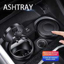 1 pieza Cenicero de coche con brillo metálico que brilla en la oscuridad con tapa, cenicero multifuncional anticenicero de acero inoxidable de alta gama para el coche