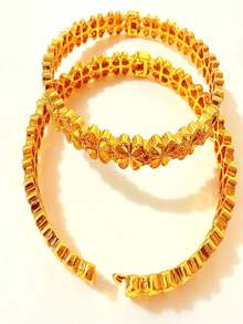 Adjustable 24K Gold Plated Fashion Bangle Bracelet For Women, Middle Eastern & African Style Jewelry - Yellow Gold - View 6