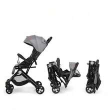 Portable Baby Stroller One-Hand Folding Pushchair W/Adjustable Backrest - Grey - View 3