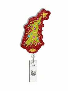 1 Stylish And Cute Santa Claus Collection Decorative Glitter Acrylic Snap Lanyard Clip - Glitter Acrylic Snap Lanyard Clip For Nurses, Friends And Family, Ideal For Parties And Holiday Gifts (Multi-Color)