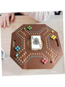 Juego Jackaroo, 4 jugadores, juego en árabe/inglés, juego de estrategia, el tablero de ajedrez es de madera resistente, color nogal, tamaño: 40*40*1,2 cm / 15,8*15,8*0,5 pulgadas, color de las cuentas aleatorio