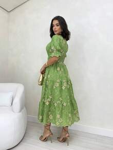 Vestido midi lese  bodardo algodao enlegante manga curto