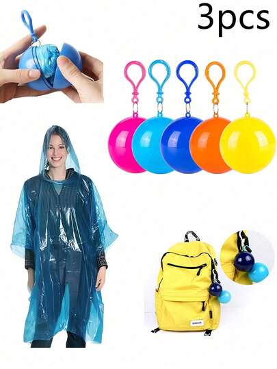 6件装雨衣钥匙扣，便携式防水应急雨披，适合露营/徒步/旅行 - 压缩球设计，男女通用轻便塑料雨衣，户外运动和骑行配件，夏季降温，海滩，旅行保暖，闺蜜节，送给小狗，狂欢节，春夏精选，伴娘礼物，房间，卧室装饰，海滩，旅行，男士，女士，度假，雨衣/雨衣/防水外套/雨披/防水斗篷/雨衣/不透水/雨具/儿童雨衣/成人雨衣/户外