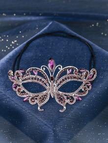 1pc Fashionable Rhinestone Mask, High-End Geometric Hollow-Out Mask For Halloween Party, Masquerade Ball Decor - Mask - View 14