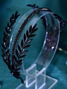 1pc Handmade Crystal Bridal Headband, Wedding Hair Accessory Valentine's Day Accessories - Black - View 7