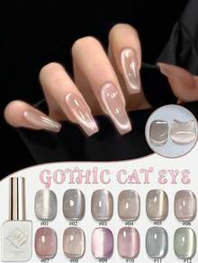 12ml春夏高密度绿粉色蓝色指甲水晶猫眼凝胶玻璃珠猫眼2025新款在线流行多功能细闪粉光疗凝胶指甲油美甲家居DIY指甲设计女士和女孩美甲用品 - 彩色 - 查看 24