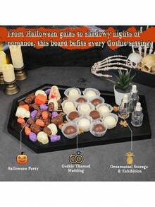 1 pièce/2 pièces Plateau en bois noir, pour la décoration de la maison, du salon, du bureau. Contenant gothique pour la cuisine, la nourriture, la vanité, le maquillage, le parfum, le rangement des bijoux, le service de table pour les desserts, les plateaux de service et les plats, la décoration de Noël
