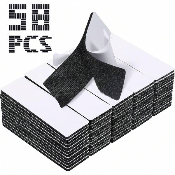 58 قطعة شريط لاصق مزود بخطاف وحلقة، شريط لاصق ثنائي الجانب قوي الجودة، مناسب لتعليق الصور وتركيب الحوائط، مناسب للاستخدام الخارجي والمنزلي