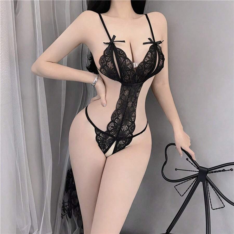 A Set Of Erotic Underwear, Gathering Pajamas, A Cut-Out Backless Jumpsuit For Adults, And A Sexy And Alluring Uniform Set - màu đen - Xem 1
