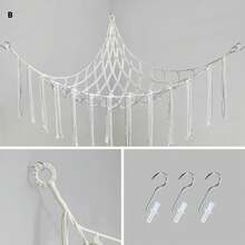 1pc Large Boho Stuffed Animals Net, Toy Hammock, Mesh Hammock Plush Toy Hanging Storage With Tassel Hooks,Stuff Animal Storage Corner Hanging Net Holder, For Bedroom Decorations, Festival Decor ,Room Decor, Home Decor Bedroom Decor, Dress Pants Shoes Jeans Boots Skirt