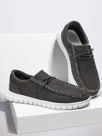 أحذية رياضية خفيفة الوزن للرجال، أحذية مريحة للمشي اللامزلقة، أحذية رياضية للياقة البدنية للخارج، أحذية مسطحة للسفر، اللون: رمادي داكن