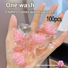 100pcs 3-In-1 Sakura Laundry Detergent Pods, Cleaning, Softening, Stain Removal, Fragrant, Concentrated Detergent, Fabric Softener, Deep Cleaning No Residue, Long-Lasting 72h Fragrance, Household Essential