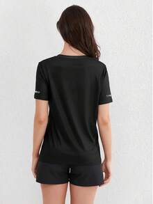 Women's Gradient Gradient Short Sleeve T-Shirt, Suitable For Sports Running, Spring And Summer