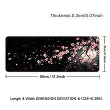 1pc Extra Large Durable Mouse Pad With Pink Cherry Blossoms And Full Moon Design - Precision Stitched Edges, Non-Slip Rubber Base, Washable - Perfect For PC, Office, And Dorm Decor - Ideal Gift For Gamers, Office Workers, And Students