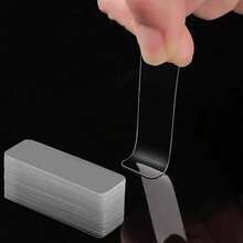 60 piezas/Caja Cinta adhesiva doble cara reutilizable - Impermeable, sin rastro, removible y de uso múltiple - Ideal para paredes de fotos, carteles, citas del Año Nuevo Lunar, pisos y alfombras. Cinta adhesiva doble cara nano, impermeable, removible y transparente - Esencial para citas del Año Nuevo Lunar, cinta adhesiva doble cara reutilizable para la cocina, papel tapiz autoadhesivo - Estilo aleatorio - Ver 2