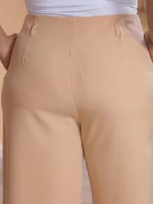 Plus Size Wide Leg Pants, New Fashion Tailored Fabric - 米色 - 查看 7