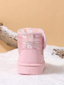 2025 Winter Thick-Soled Thermal Lined Children's Snow Boots, Flat Non-Slip Boys & Girls Warm Boots, Outdoor Comfortable Toddler Snow Boots, Waterproof Material Girls & Boys Boots - 粉色 - 查看 7