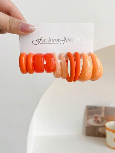 1 Set de 5 Pares de Nuevos Pendientes de Moda Exagerados de Estilo Vintage Y2K Geométricos de Acrílico, Diseño de Letras y Monedas, Adecuados para Mujeres, Día de la Madre, San Valentín, Navidad, Año Nuevo, Uso Diario