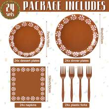 96 Pcs Mexican Party Supplies Platos De Barro Mexicanos Fiesta Paper Plates Napkins Forks Cielito Lindo Tableware Set For Picnic Birthday Wedding Baby Shower Decorations, Serve 24(Pink) - Hot Pink - View 7