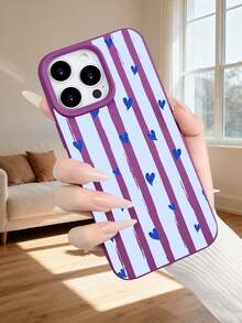 Heart-Shaped Printed Striped Mobile Phone Case, Made Of Anti-Drop, Shockproof, Scratch-Resistant Soft Material, Dirt-Resistant And Durable, Suitable For Teenagers Mobile Phone Case, Compatible With Iphone 17Promax/17Pro/17AIR/17/16Promax/16Pro/16Plus/16/15Promax/15Pro/15Plus/15/14Promax/14Pro/14Plus/14/13Promax/13Pro/13/12Promax/12Pro/12/11Promax/11Pro/11 - Màu vàng - Xem 10
