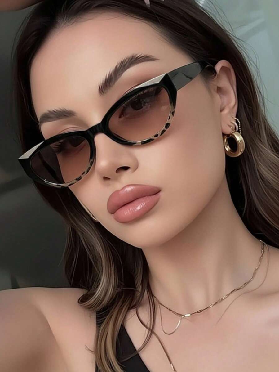 1pc Women's Retro Fashionable Bohemian Style Cat Eye Full Frame Fashion Glasses, Suitable For Outfits, Gifts, Travel, Driving, Matching, Clubbing