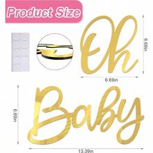 DWokceer Oh Baby Sign For Backdrop Gold 15.7 Inch Baby Sign Backdrop For Baby Shower Party Banner Gender Reveal Boy Girl Decorations Baby's 1st Birthday Party Photography Background Decor10 - 金色 - 查看 2
