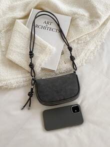 Mini Lychee Texture Crossbody Bag For Women, New Stylish Compact Versatile Daily Bag - Grey - View 3