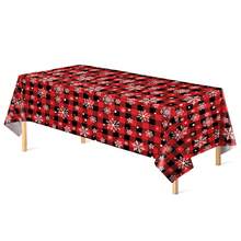 3 Packs/1-Pack Christmas Check Tablecloth, Snowflake Tablecloth, Buffalo Check Tablecloth, 51 X 86 Inches Disposable Rectangular Red And Black Buffalo Check Tablecloth, Suitable For Christmas Atmosphere Party Decoration And Winter Holidays