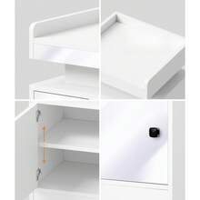 SUN YEE Bedside Table Nightstand Station Side Table Storage Cabinet White - White - View 2