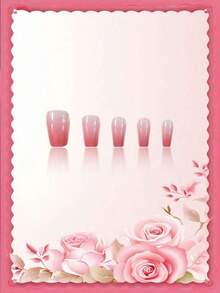 24Pcs Medium Size Coffin Shaped False Nails With Peach Ombre Gradient Design, Includes 1Pc Jelly Gel And 1Pc Nail File, Suitable For Music Festival Party, Dancing, Daily Wear, Removable And Reusable Press On Nails Nail Supplies Nails - Nhiều màu - Xem 5