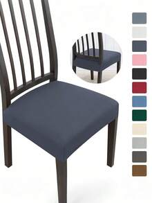 1pc Solid Color Elastic Milk Silk Chair Cover, Dust-Proof Chair Slipcover, Hotel & Home Decor - Multicolor - View 1