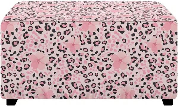 Large Ottoman Cover Footstool Slipcover,Easy Going Ottoman Slip Cover,Soft Rectangle Storage Ottomans Slipcover With Elastic Bottom,Footstool Protector Bar Stool Covers - Leopard Flower,21102567