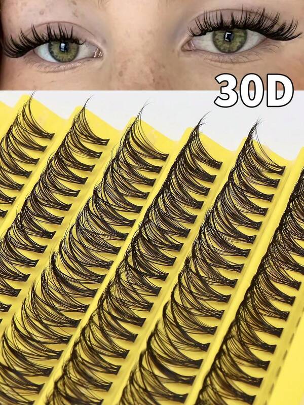 10 bandejas de 30D pestañas amarillas, 200 racimos, pestañas postizas DIY, rizo D, herramientas de maquillaje, alarga la esquina exterior, extensión natural, punta de pestaña, amor por las pestañas, extremo de pestaña, pestañas postizas individuales en racimo, esponjoso, uso en casa, fiesta, oficina, parte inferior, Halloween, extensión de pestañas, reutilizable