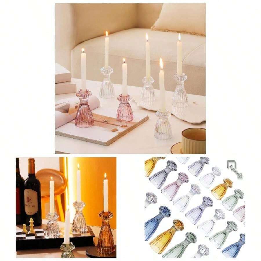Glass Candle Stick Holder Set Of 3 U2013 Premium Taper Candle Holders Ambiance - Candle Sticks Holder Decor Special Occasions -