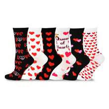 Women's Valentine's Day Socks - Heart Crew Socks 6-Pair Pack - CottonCasual & Gift Socks - Women's Shoe 6-9 / Men's 8-11 - 如圖699 - 查看 2