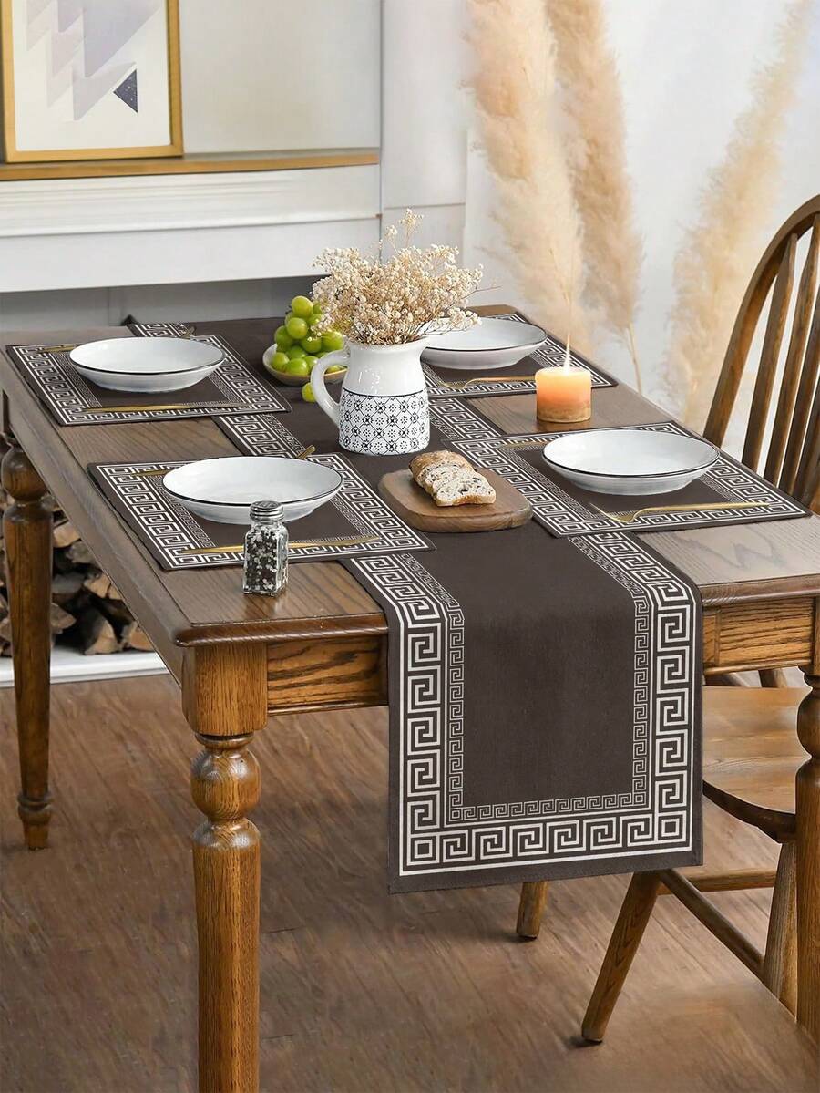1/2/4/6/8 Stücke Set - Elegante einfarbige braune Tischsets, Tischläufer, minimalistischer chinesischer Stil - geeignet für Festtagsbankette und den täglichen Gebrauch in Küche, Esszimmer, Untersetzer, rechteckige Dekoration, Heimdekoration, perfektes Geschenkset Tischsets, Party Tischsets, Kaminsims Schal, Glasfenster Schal, Heimdekoration, Eingangsbereich Dekoration, Esszimmer Dekoration, Raumdekoration, Bettschal