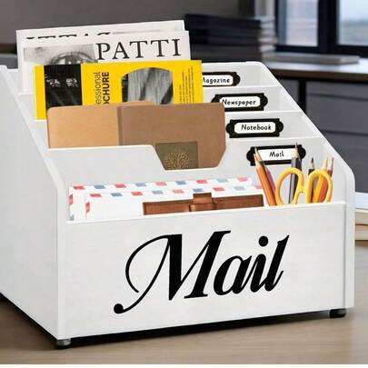 Rustic Mail Organizer For Desk, Mail Holder File Organizer Wall Mount, Office Accessories Mail Organizer Countertop With Removable Partitions, Desk Organizer For File Paper Folder
