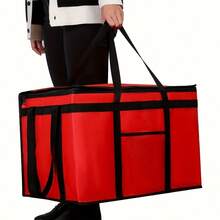 Commercial-Grade Insulated Pizza Delivery Bag – Large Capacity PET Thermal Carrier For Hot/Cold Food | Catering & Party Serving With Reinforced Handles, Professional Appearance, Sturdy Construction, Party Serving, Durable Design, Highquality Insulation (Fall 2025 Upgraded) - Đỏ - Xem 1