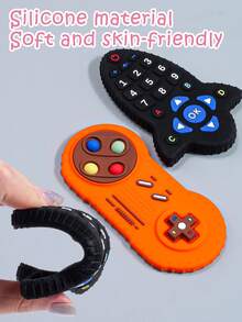 1套2件婴儿出牙玩具 - 婴儿硅胶沐浴牙胶玩具，婴儿咀嚼玩具，电视遥控器形状幼儿出牙缓解玩具，冰箱硅胶牙胶，完美的婴儿洗澡礼物 - 彩色 - 查看 7