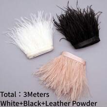1M 8-10cm White Black Peacock Blue Ostrich Feather Trim - 3 Colors Artificial Feathers For DIY Crafts, Costumes, Wedding & Party Decorations
