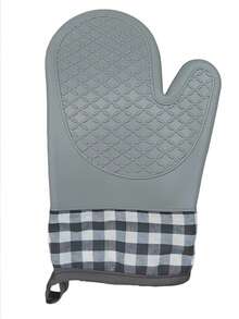 1 件格子耐热手套，厚硅胶烤箱手套，适用于厨房烘焙，耐高温，防滑且可微波